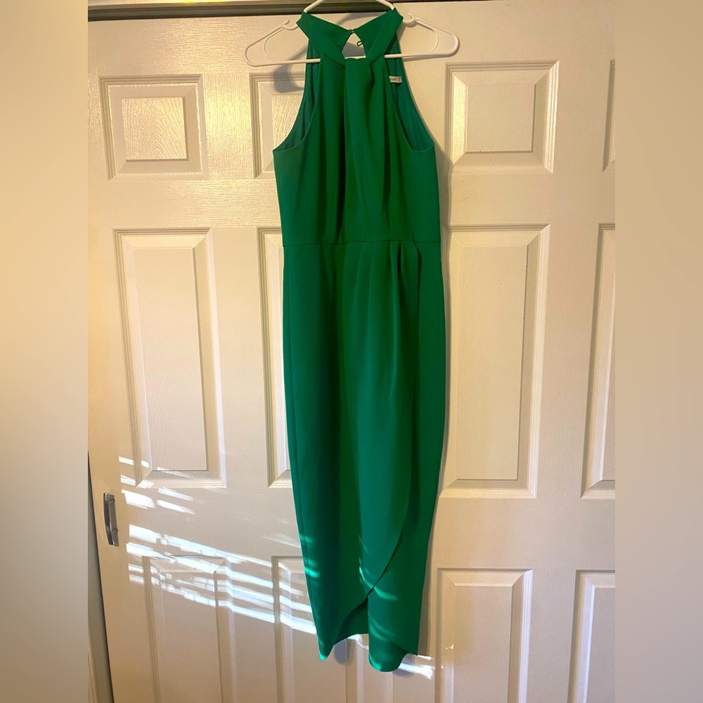 Green halter midi dress